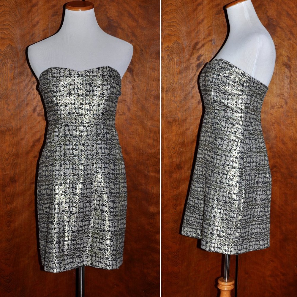 The Limited Short Shimmery Gold Black & Bronze Strapless Party Cocktail Dress